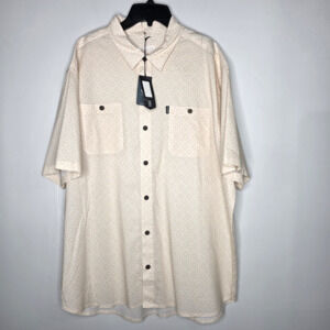 Jetty Mens Beige XL Button Down Short Sleeve Shirt Sun Print